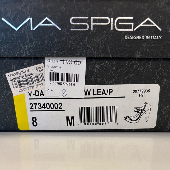 NWT VIA SPIGA Double Strap Mary Jane Peep Pumps Black/Cream w/ brogue - Picture 9 of 13